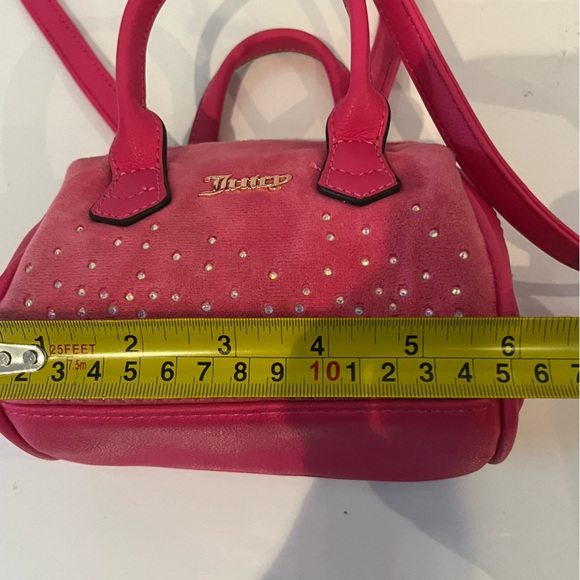 Juicy Couture Mini Pink Velvet Rhinestone Crossbody Bag Y2K Style - Picture 10 of 11